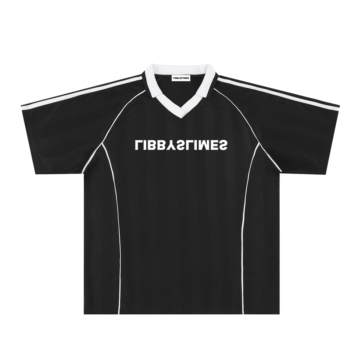 Mirror Logo — Soccer Jersey, Black with White