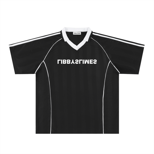 Mirror Logo — Soccer Jersey, Black with White