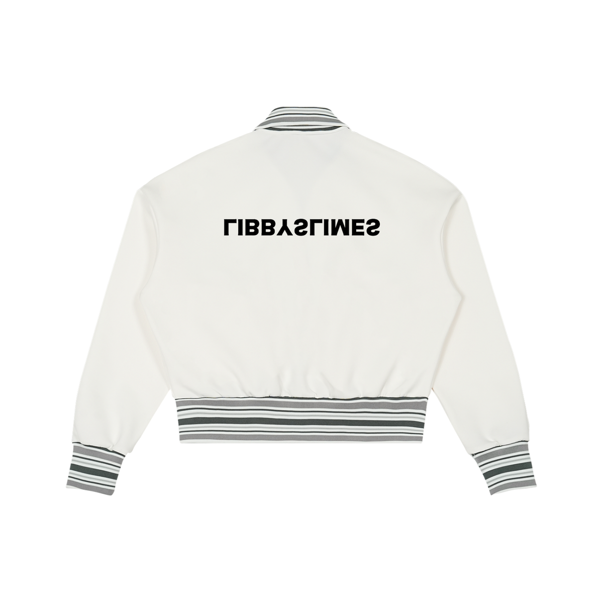 Mirror Logo — Varsity Zip Jacket, White