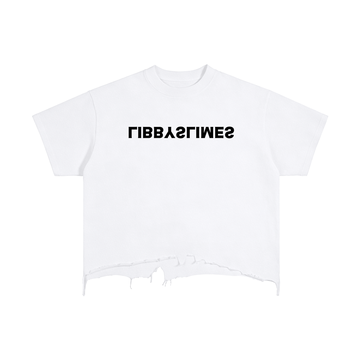 Mirror Logo — Distressed Boxy Tee, White