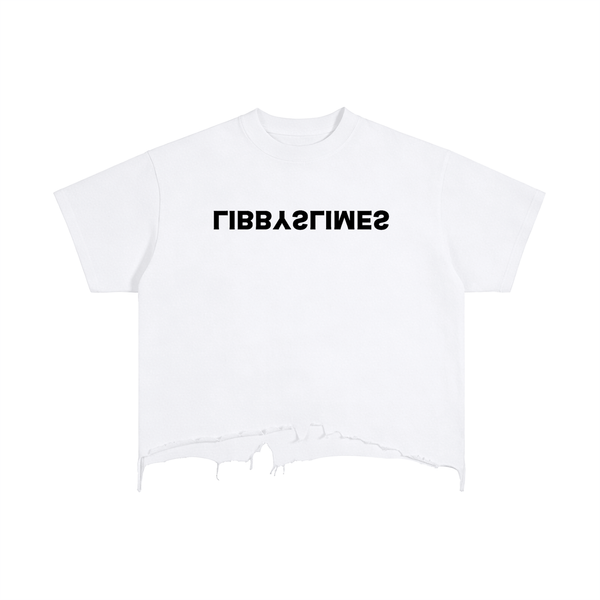 Mirror Logo — Distressed Boxy Tee, White