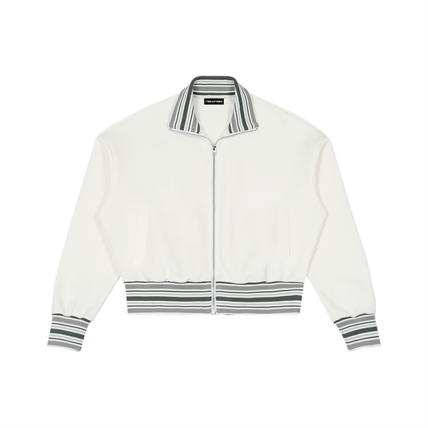 Mirror Logo — Varsity Zip Jacket, White