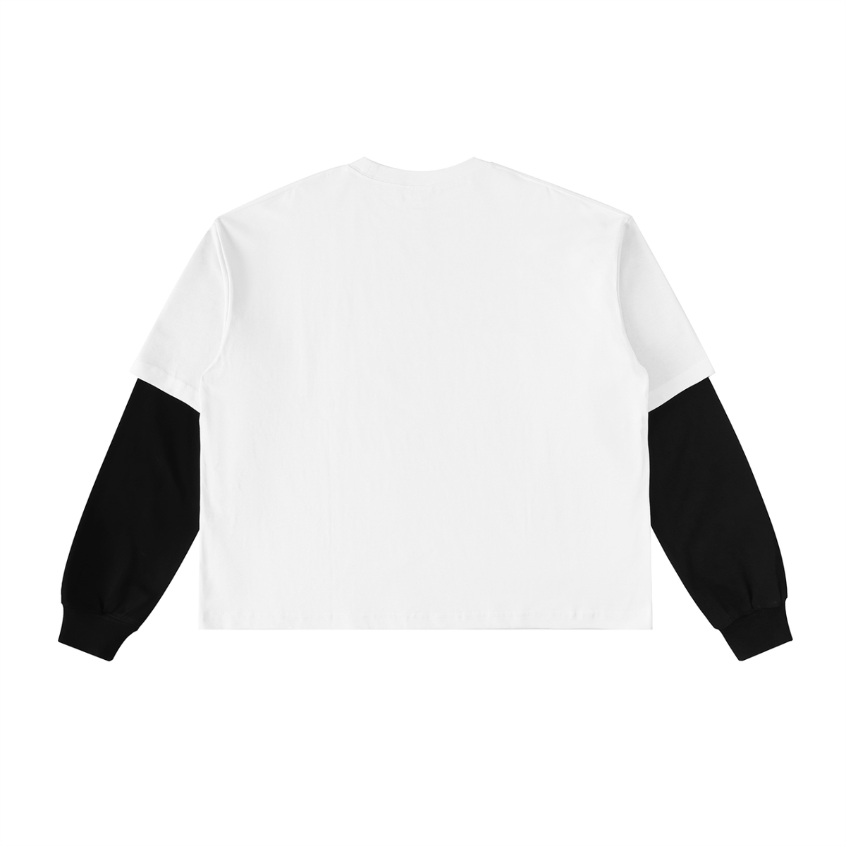 Mirror Logo — Contrast Sleeve Tee, White with Black
